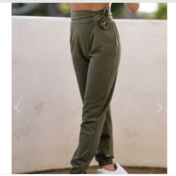 Five Dancewear Other - Five Dancewear Side Tie Obi Pants Olive Green YXL High Waist Stretch Joggers